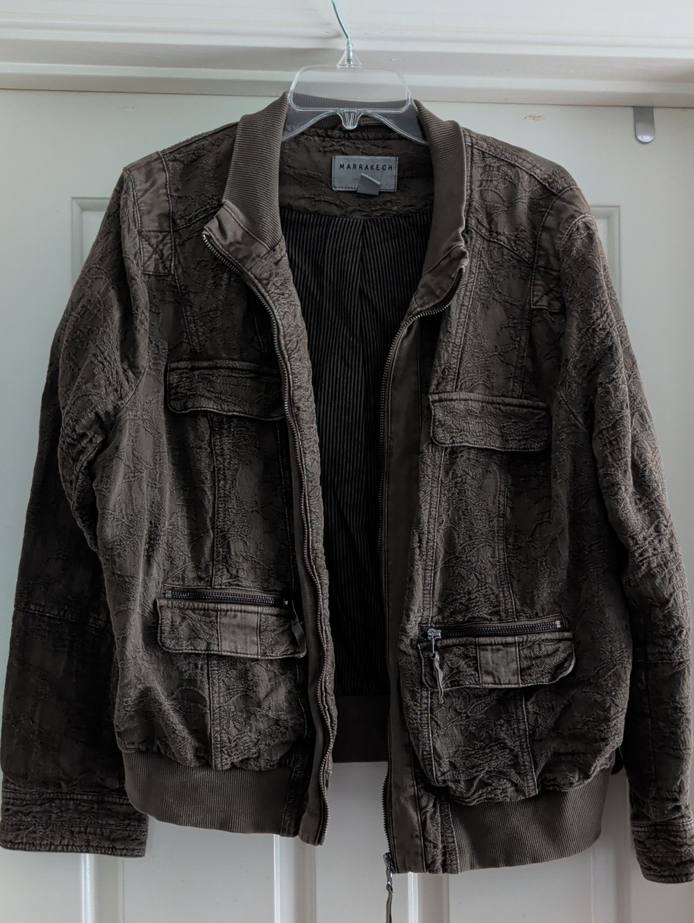 Anthropologie Olive Textured Bomber Jacket